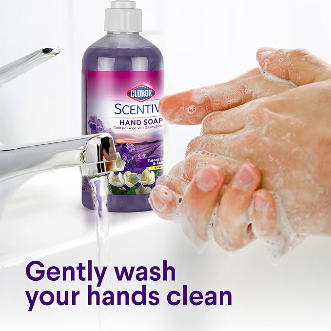 Clorox Scentiva Liquid Hand Soap 14 oz Liquid Hand Wash with Aloe Vera Vitamin B5 BleachFree Scented Hand Soap for Kitchen or Bathroom, Tuscan Lavender & Jasmine, 1 Count