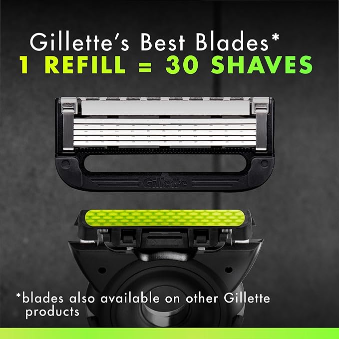 Gillette Labs with Exfoliating Bar by Men's Razor Set, 1 Shower Hook, Handle, 2 Blade Refills, Silver and Black, Razors for Men, Mens
