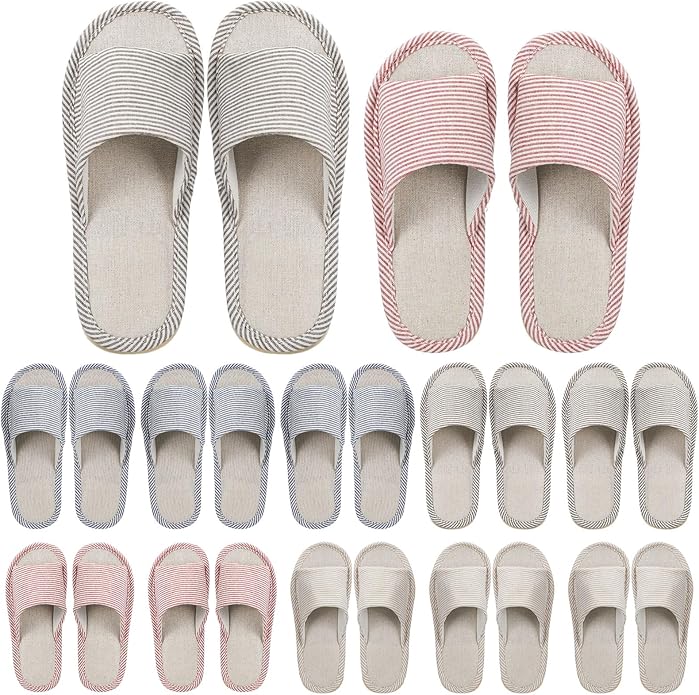 Suhine 12 Pairs House Slipper for Guests Open Toe Spa Slippers Non Slip Indoor Comfortable Breathable Home for Travel Guests Hotel Home Bedroom Unisex