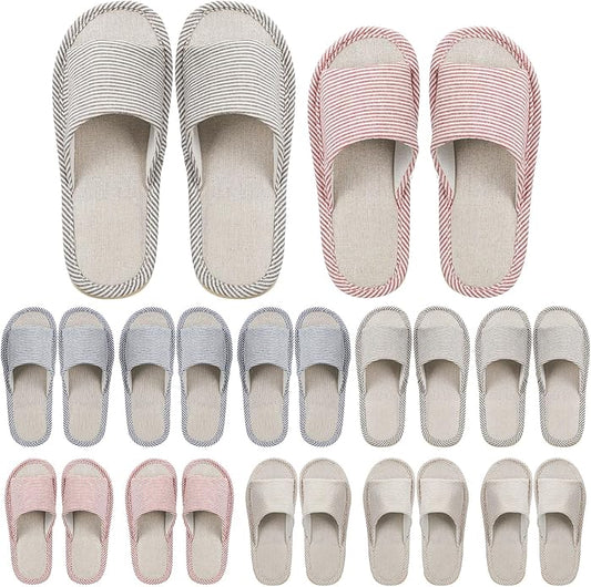Suhine 12 Pairs House Slipper for Guests Open Toe Spa Slippers Non Slip Indoor Comfortable Breathable Home for Travel Guests Hotel Home Bedroom Unisex