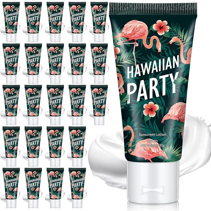 24 Pcs Mini Sunscreen Bulk for Summer Wedding Party Spf 30 Water Resistant Sunscreen Lotion Bulk 1oz Travel Size for Thank You Gifts Wedding Party Supplies(White Cream,Flamingo)
