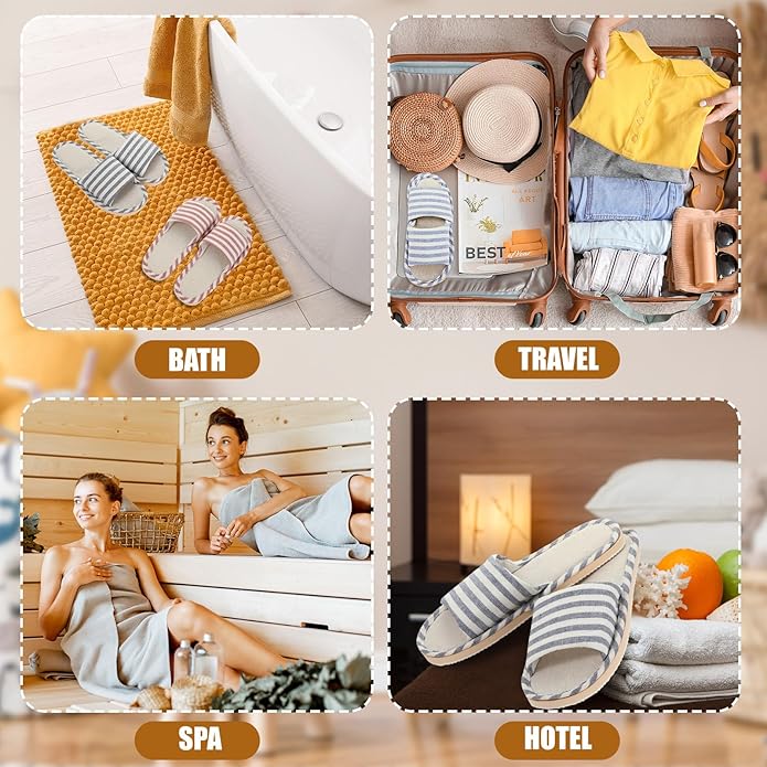Suhine 12 Pairs House Slipper for Guests Open Toe Spa Slippers Non Slip Indoor Comfortable Breathable Home for Travel Guests Hotel Home Bedroom Unisex