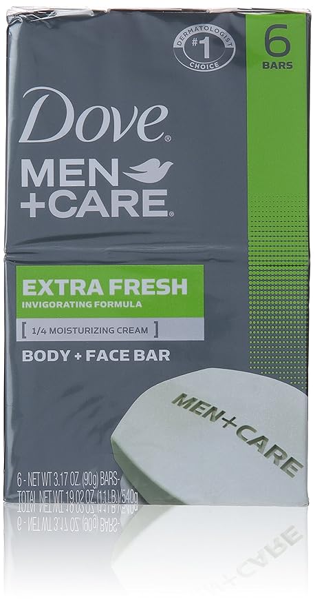 Dove Men+care Extra Fresh Body + Face Soap Bars, 3.17 (Pack of 6)