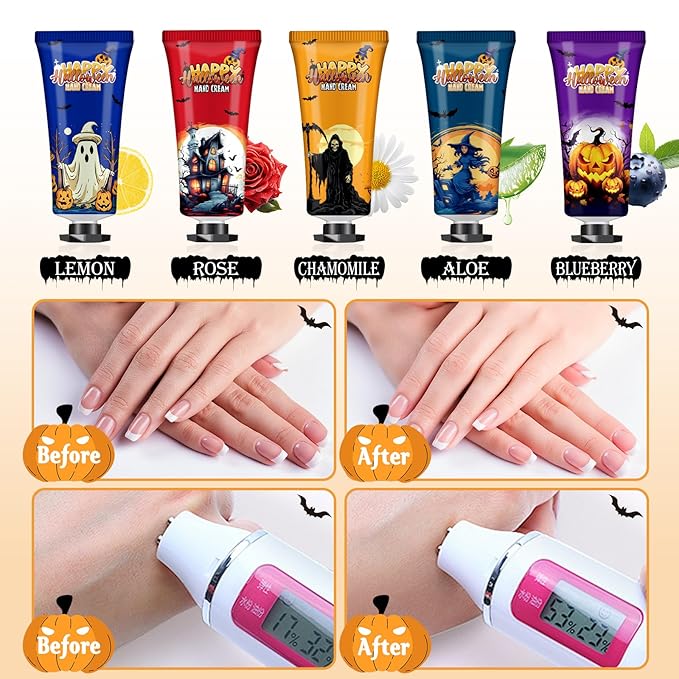 Halloween Hand Cream Set - 50 Gift Packs with Cards & Bags, Perfect for Parties & Decorations