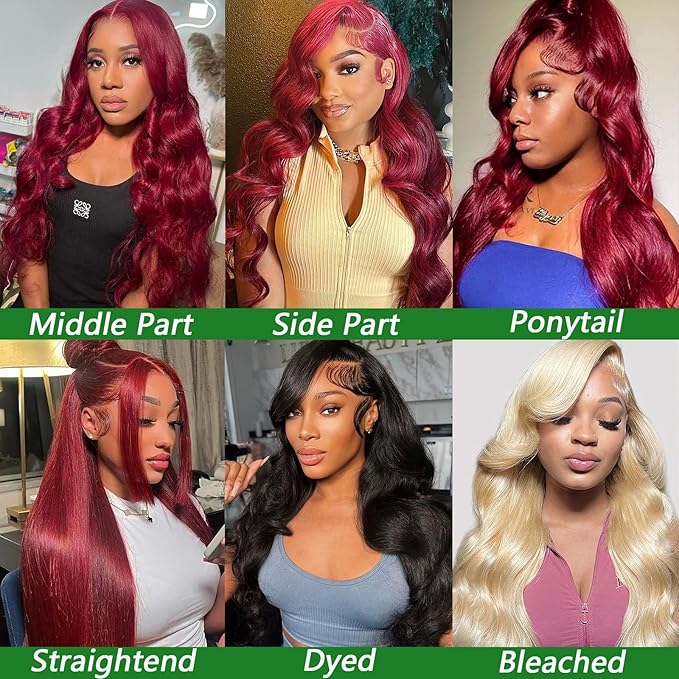 99j Burgundy Lace Front Wigs Human Hair 13x6 Body Wave Lace Front Wigs Human Hair Pre Plucked Glueless Red Wig Wine Red Wigs for Women Reddish Brown 180 Density 28 Inch