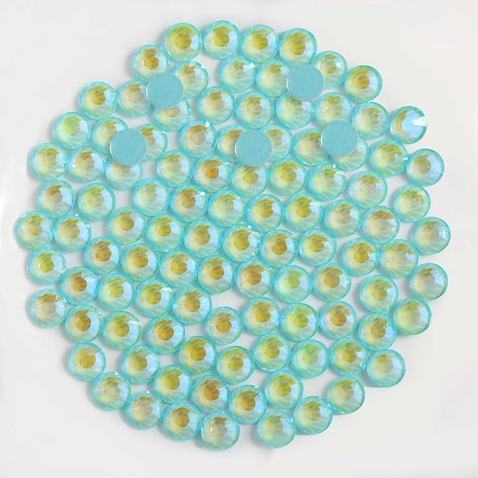 Beadsland 1440pcs Flat Back Crystal Rhinestones Round Gems for Nail Art and Craft Glue Fix, Luminous Mint, SS10,2.7-2.9mm