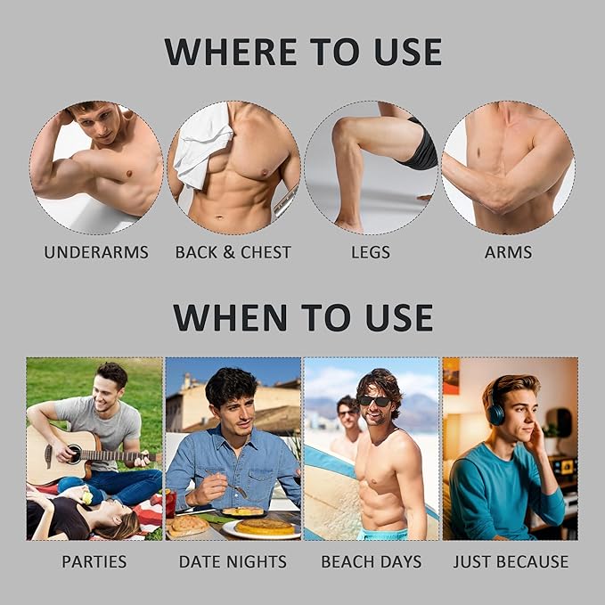 Maxpearl Hair Removal Waxing kit for Men, Nose & Ear Wax Kit with Silicone Pot - Hair Removal for Unwanted Coarse Male Body Hair - Mustache, Eyebrows, Underarms, Back, Chest, Legs and More