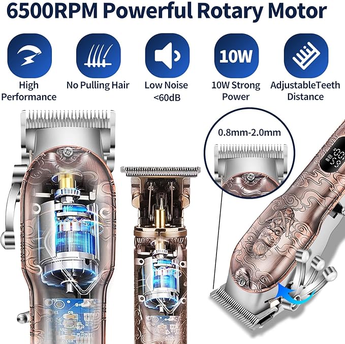 Roziapro Hair Clippers for Men T-Blade Trimmer Professional Barber Clippers - Cordless Hair Cutting Beard Trimmer Mens Electric Hair Trimmer Rechargeable Gold Knight Grooming Kit （Rose Gold）
