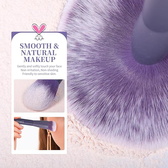 DUcare Makeup Brushes Professional 20Pcs Purple Makeup Brush set with Silicone Face Mask Brush Kabuki Foundation Blending Powder Blush Concealers Eyeshadows Brushes