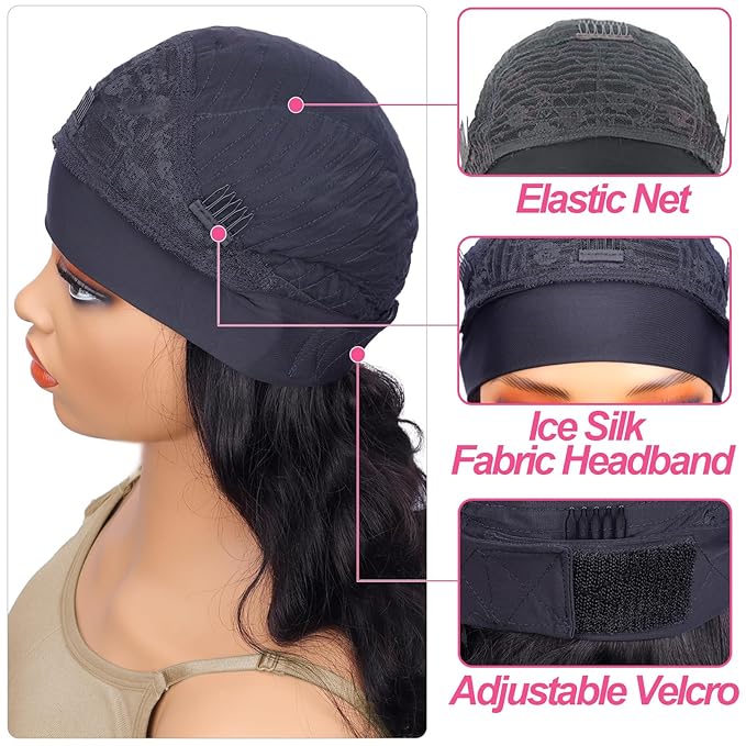 22 Inch Headband Wigs for Black Women Straight Headband Bob Wigs Glueless Black Straight Wig 180% Density No Lace Headband Wig Natural Color Glueless None Lace Front Human Hair