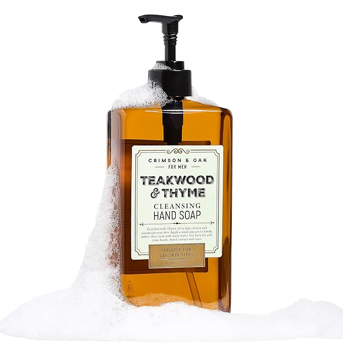 Body Prescriptions Crimson & Oak Men's Deep Cleansing Hand Soap with Pump Dispenser, 17 Fl Oz (Pack of 1), Teakwood & Thyme