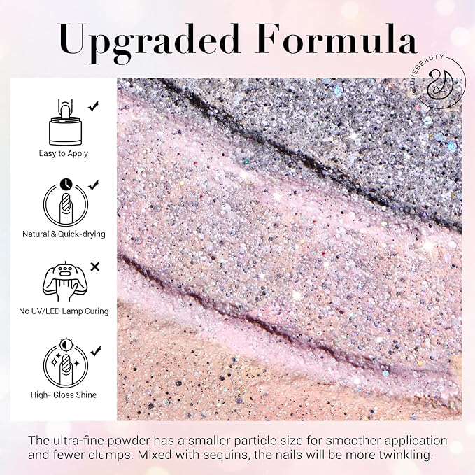 AZUREBEAUTY Dip Nails Powder Starter Kit, Silver Pink Blue Purple Black Shiny Chrome Platinum 8 All Season Colors with Nail Sticks, Base Glossy/Matte Top Coat Activator Liquid Set Manicure Art 30 PCS