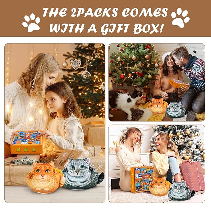 Openhaha Drawstring Travel Organizer, Cosmetic Pouch - Cat Gift for Women, Lay Flat Makeup Bag Gifts for Cat Lovers (2-Pack)