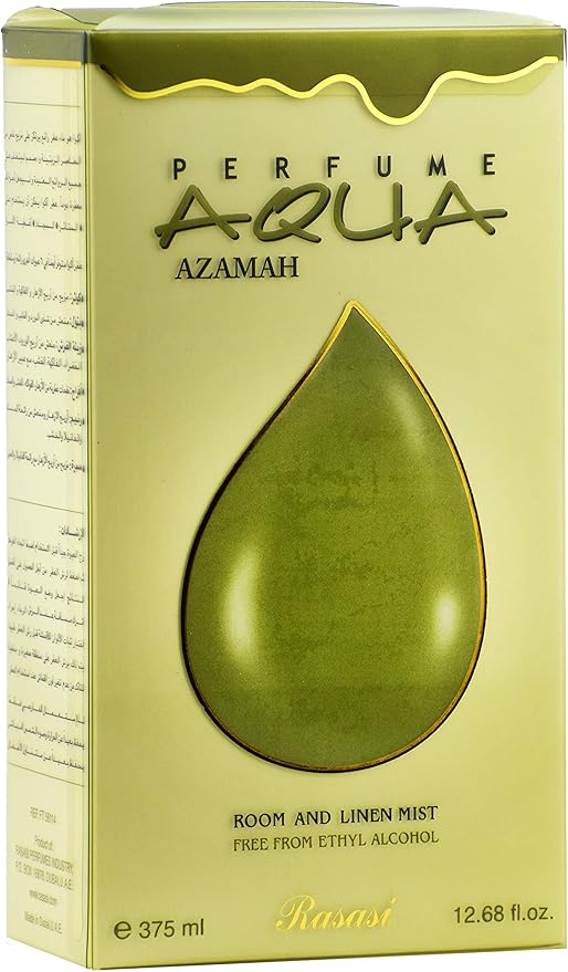 Aqua Air Fresheners - 375ml(12.7 oz) | Aromatic Essential Oil Spray | Fresh Blend of Lemon, Black Currant, Woody, Musk | Long Lasting Room Fragrance | by RASASI (Azamah)