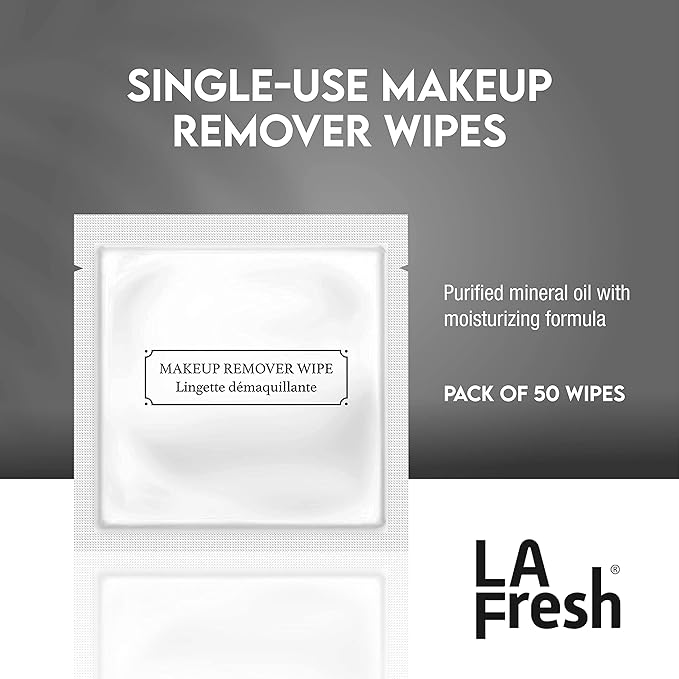 La Fresh Hotel Premium Paraben-Free Makeup Remover Wipes - White, Light Flora Scent 8x6" Wet Wipes - 50 Wipes, Travel Essentials