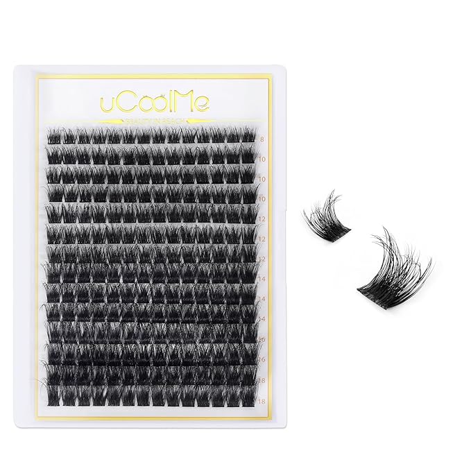 Nova Lash Clusters Fluffy 8-18mm 3D Volume Eyelash Clusters DD Curl - WideSpan DIY Eyelash Extension Cat Eye Individual Fake Eyelashes Clusters with 0.05mm Ultra-Thin Black Band Only Lashes
