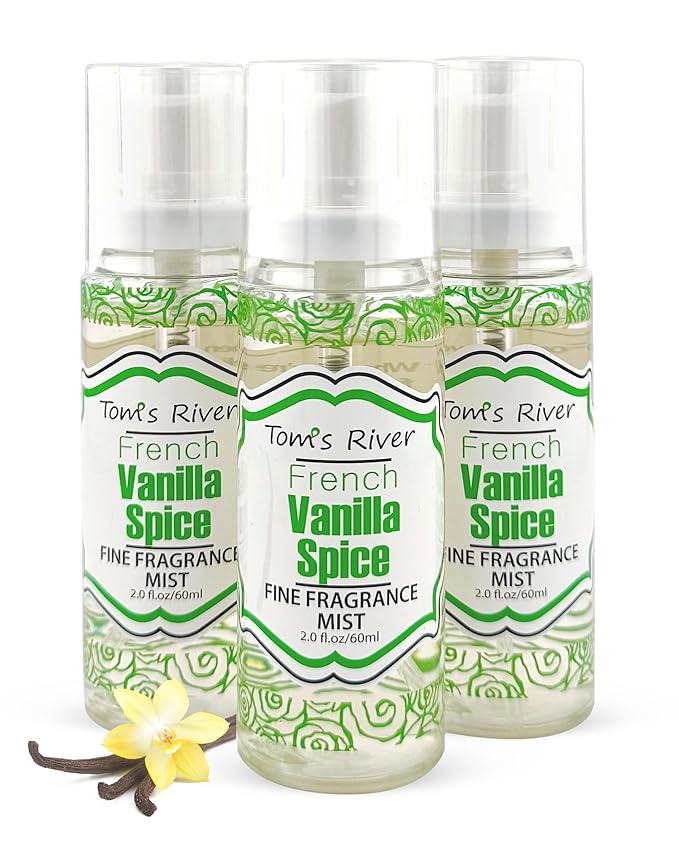 Tom's River Fine Fragrance Body & Hair Mist | Vanilla Spice Scent (Pack of 3) | For Daily Use | Travel-Friendly | 2 fl oz/ 60ml per Bottle