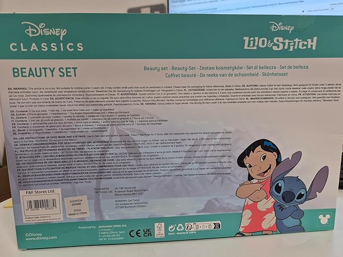 Disney Stitch Cooling Eye Mask & Beauty Accessories Set with Claw Clip Skincare Headband Cooling Eye Pads, Pampering Beauty Gifts for Women (Blue)