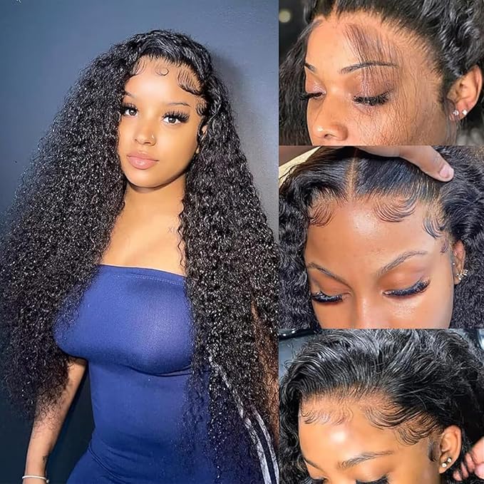 13x6 lace Front Wigs Human Hair 180% Density Water Wave Lace Front Wigs Human Hair Pre Plucked with Baby Hair HD Transparent Lace Frontal Wigs Wet and Wavy Wigs Human Hair 24 inch