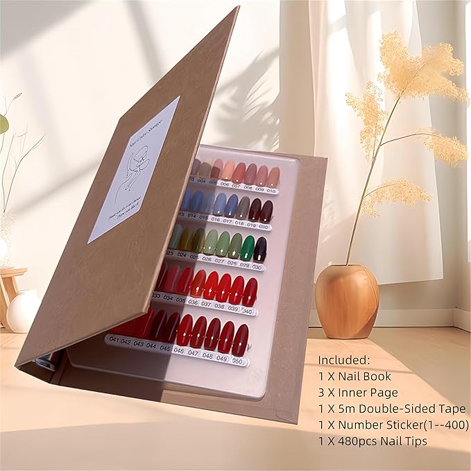 Acycoin2A 357 Extra Large Press on Organizer Nail Storage and Display Binder Book Loose-Leaf Nail Color Sample Exhibition Album with Nail Tape and Nail Tips