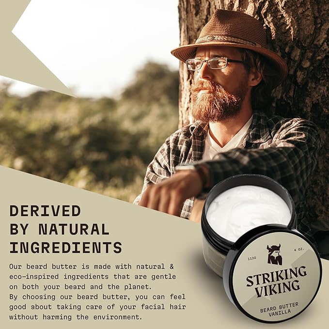 Striking Viking Pack of 2 Beard Balm (2oz) and Beard Butter (4oz) Vanilla Scent