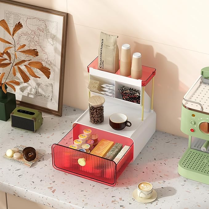 Makeup Organizer with Storage Drawer,Cosmetic Display with Lipsticks Brush Holder Perfume Tray,Organize Cosmetics and Beauty Supplies for Vanity,Dresser,Bathroom,Desktop Organizer,Blush Pink