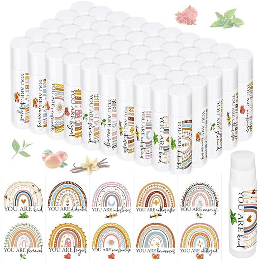 50 Pcs Lip Balm Bulk Christian Gift for Women Faith Religious Bible Verse Lip Balm Inspirational Gift Scripture Moisturizing Lip Care Product for Coworker Sister Teacher(Boho)