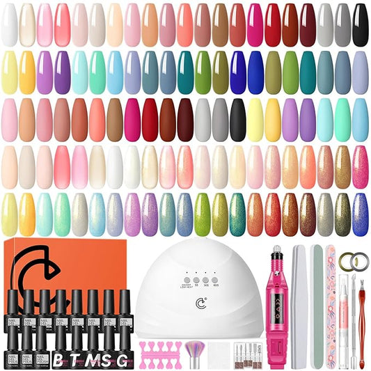 COSCELIA 53ps Gel Nail Polish Kit with U V light and Drill Starter Kit 35 Colors Gel Polish 5pcs Top Base Coat LED Lamp Nail Art All Seasons Gel Manicure Kit Gifts for Women
