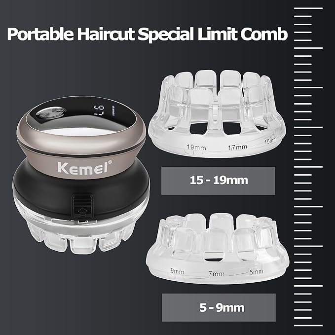 KEMEI Professional Hair Clippers for Men, Automatic Circular Hair Trimmer, Cordless Self-Haircut Kit with LED Display, KM-887 Silvery