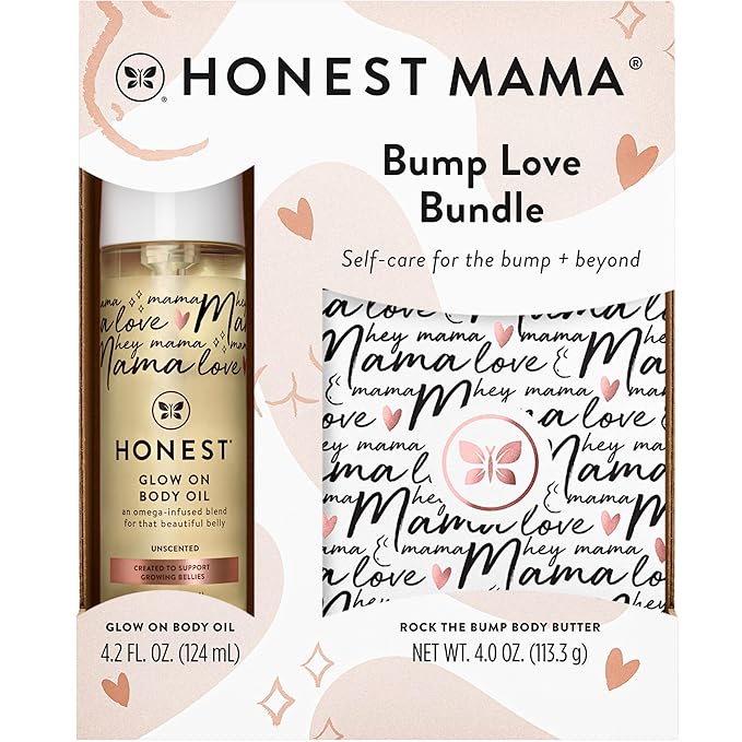 The Honest Company Honest Mama Body + Belly Bump Love Bundle | Moisturizing, Plant Based Oil + Stretch Mark Butter Cream