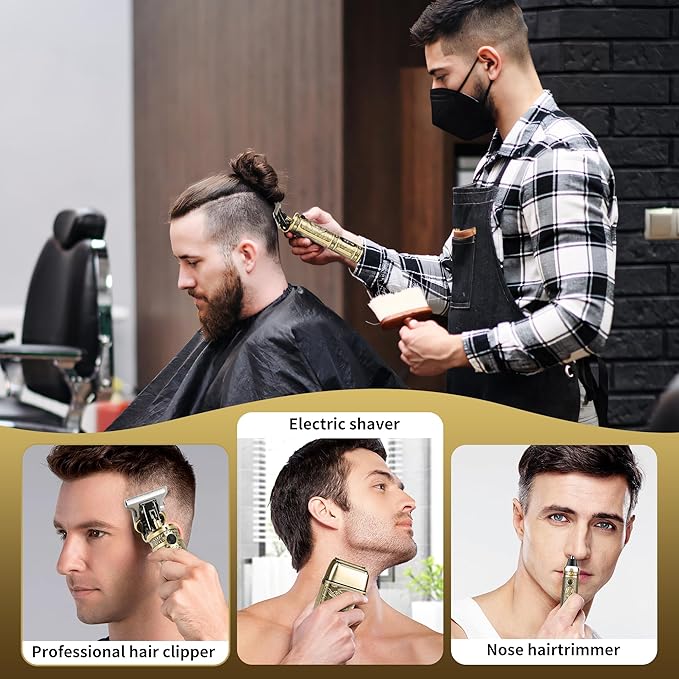 Electric Shaver Razor，T-Blade Beard Trimmer Nose Hair Trimmer Shaver Set,Cordless RechargeableBarber Clippers,Professional Hair Clippers Kit with LCD for Men