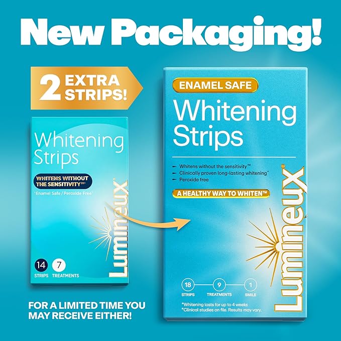 Lumineux Whitening Starter Set – Peroxide Free - Enamel Safe for Whiter Teeth – Includes 7 Whitening Treatments & 2 Pack Whitening Toothpaste, Fluoride Free & Dentist Formulated