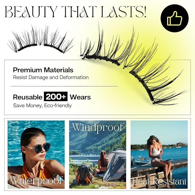 CALAILIS Magnetic Eyelashes with Applicator Upgrade Soft Magnetic Eyelashes Natural Look Reusable Magnet Lashes Kit No Glue Needed Easy to Wear and Remove (M02)