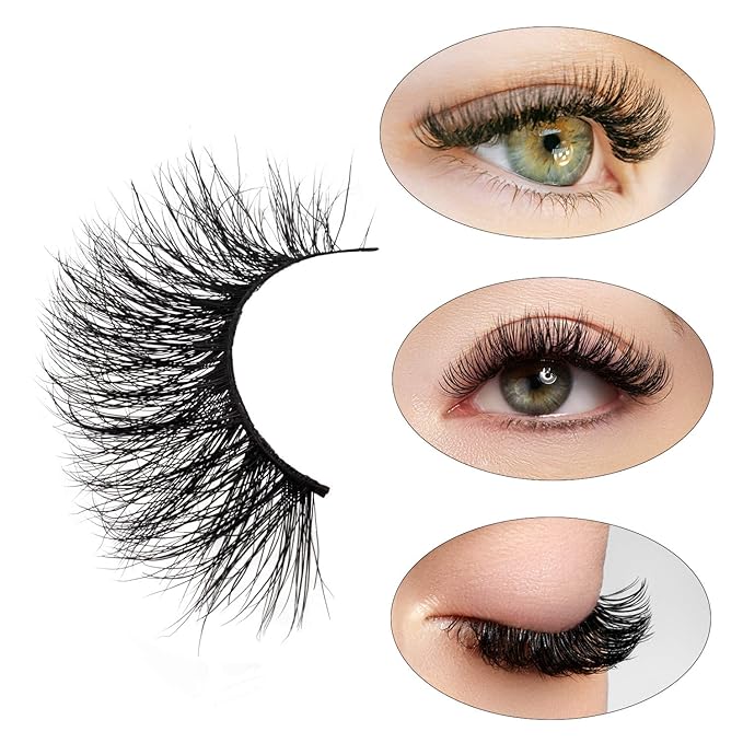 GOO GOO 3D Mink Eyelashes, Middle Long Crossed Cluster Type Fake Eyelashes 18mm-20mm 5 Styles Multipack Natural Layered Hand Made Strips Siberian Mink Fur Lashes Fluffy Full False Eyelashes