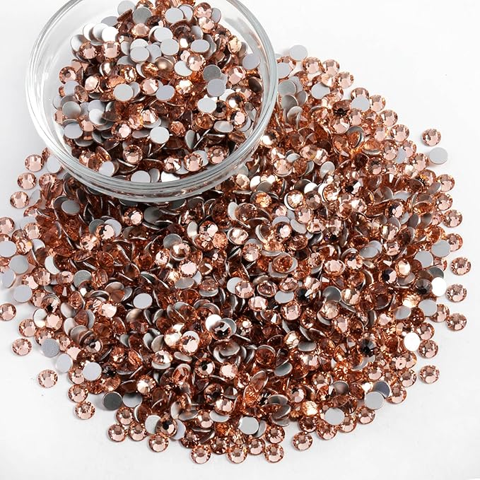 Beadsland Flatback Rhinestones Bulk, 2880pcs Champagne Rhinestones for Nails Crafts Clothes DIY Decoration, Light Peach, SS30, 6.3-6.5mm