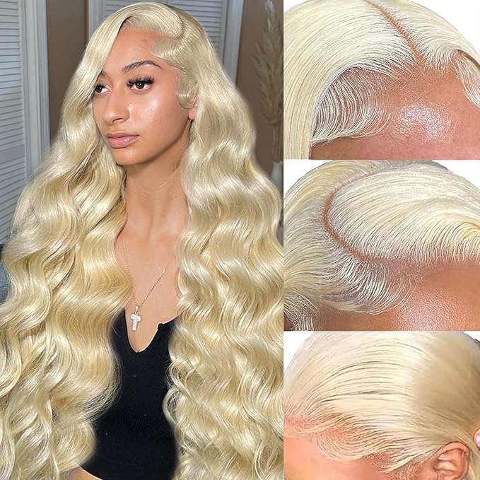 40Inch 613 Lace Front Wig Human Hair 13x4 Body Wave 613 HD Lace Frontal Wig Human Hair Pre Plucked Blonde Lace Front Wigs Human Hair 12A 613 Human Hair Wig Transparent Lace 200 Density