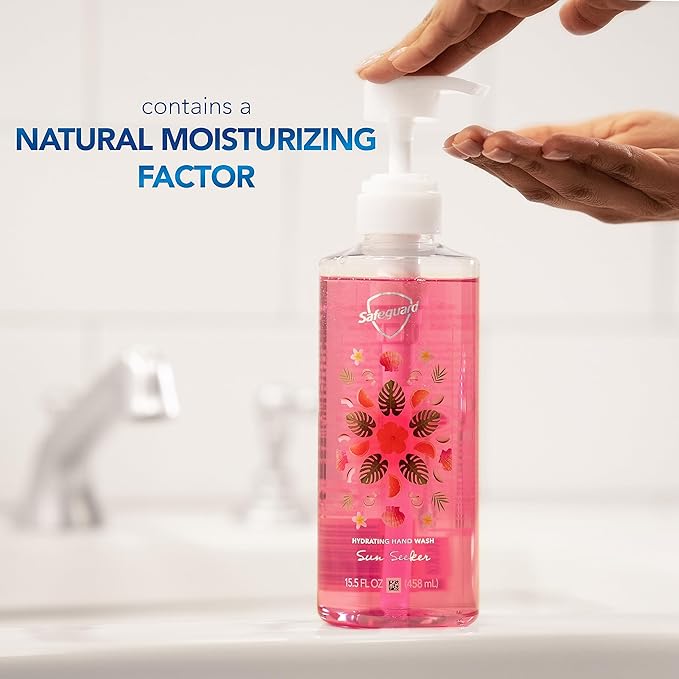 Safeguard Hydrating Liquid Hand Soap, Sun Seeker Scent, Made with Plant Based Cleansers, 15.5 oz (Pack of 4)