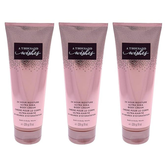 A Thousand Wishes Ultra Shea Body Cream by Bath and Body Works for Women - 8 oz Body Cream - Pack of 3