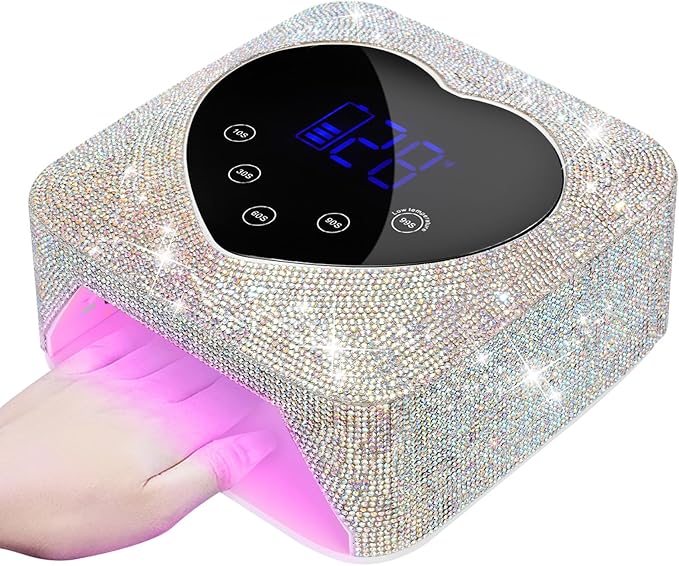 UV LED Nail Lamp,72W Rechargeable UV Light with 4 Timer Settings,Professional Curing Lamp for Gel Nails with 30 Beads (Diamond)