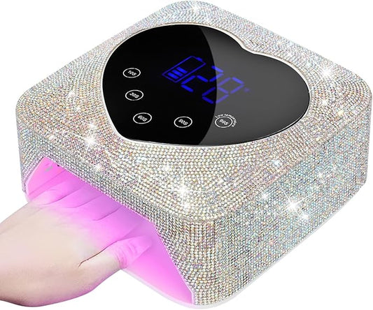 UV LED Nail Lamp,72W Rechargeable UV Light with 4 Timer Settings,Professional Curing Lamp for Gel Nails with 30 Beads (Diamond)