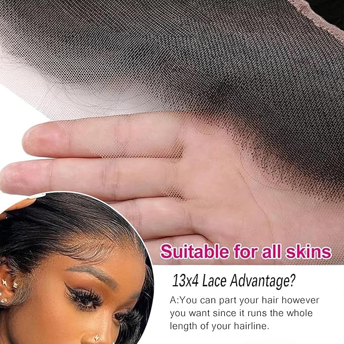 13 x 4 Lace Frontal Closure Body Wave Ear to Ear HD Lace Frontal Pre Plucked 16 Inch Body Wave Human Hair Frontal Closures Free Part 150% Density Natural Black Color