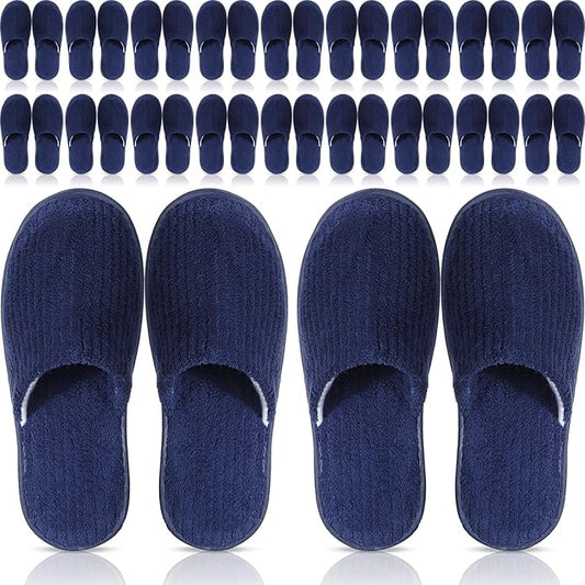 Panitay 20 Pairs Reusable Spa Slippers for Guests Washable House Slippers with Triple Layer Coral Fleece for Home Indoor Hotel Travel, Closed Toe