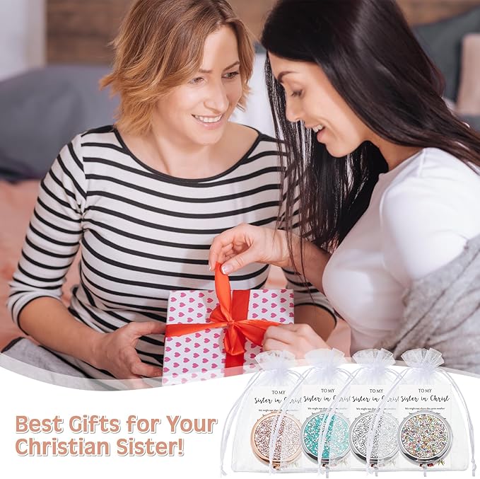 Geetery 10 Set Bulk Mothers Day Church Gifts Christian Compact Mirrors Bulk Sisters in Christ Pocket Mirrors Religious Faith Gifts for Women Mom Friend Bestie Niece Purses (Multicolor)