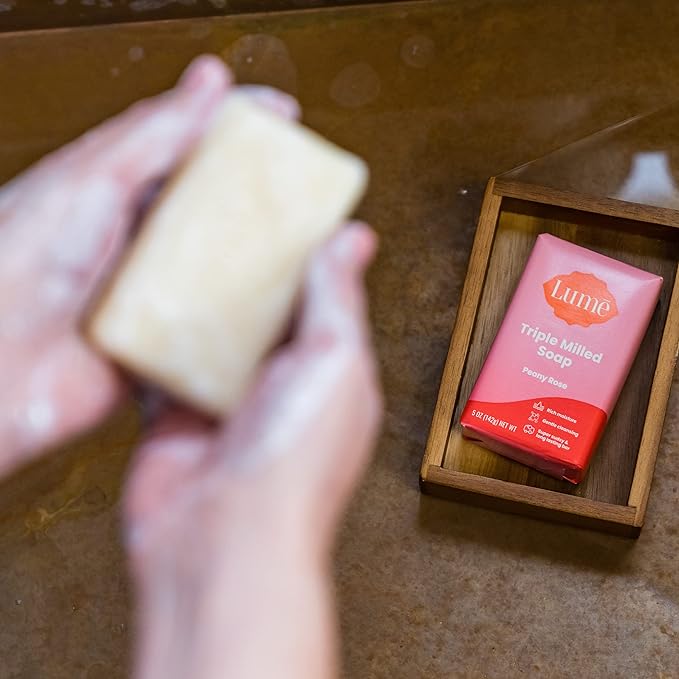 Lume Triple Milled Bar Soap - Rich Moisture & Gentle Cleansing - Paraben Free, Phthalate Free, Skin Safe - 5 ounce (Peony Rose)