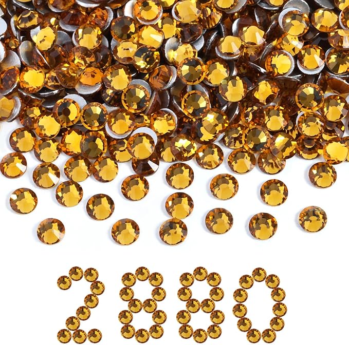 Beadsland Flatback Rhinestones Bulk,2880pcs Rhinestones for Nails Crafts Clothes DIY Decoration, Topaz, SS30, 6.3-6.5mm