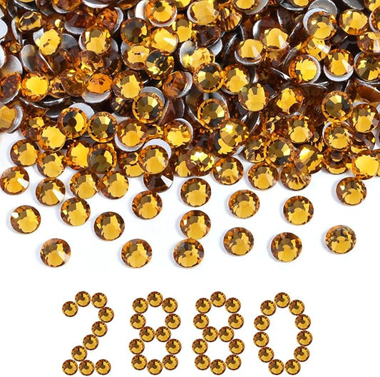 Beadsland Flatback Rhinestones Bulk,2880pcs Rhinestones for Nails Crafts Clothes DIY Decoration, Topaz, SS30, 6.3-6.5mm