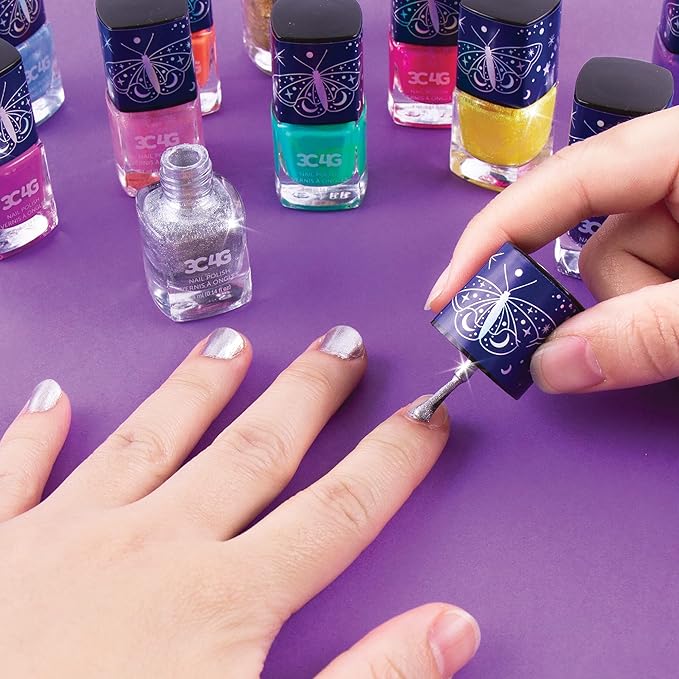 3C4G Celestial 12-Pack Nail Polish Tower for Girls & Teens - 12 Vibrant, Non-Toxic Colors - Safe & Fun Nail Polish Set for Kids Ages 8+ Perfect for Birthdays, Parties, & DIY Manicures Make It Real