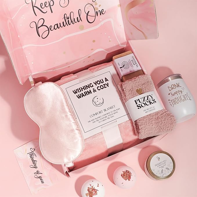 GRANNY SAYS Birthday Gift for Mom, Spa Gifts Set, Self Care Gifts with Luxury Flannel Blanket, Gift Baskets for Women, Get Well Gifts After Surgery for Mother, Friends, Wife, Sister