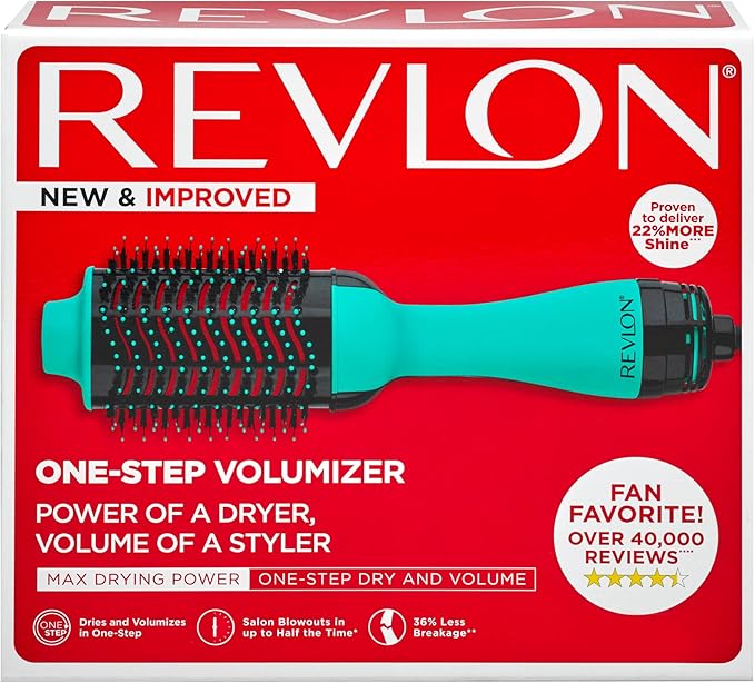 REVLON One Step Hair Dryer And Volumizer Hot Air Brush, Turquoise Volumizer, 1 Count