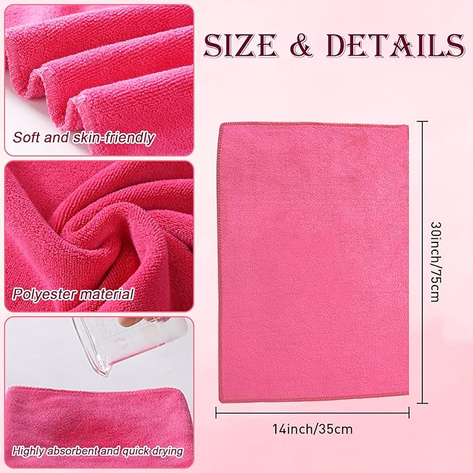 Haploon 12 Pcs Foot Spa Kit for Spa Party,12 x 12 x 4.3 Inch Foot Tub and 14 x 30 Inch Pink Bath Towels Spa Party Accessory Set for Sleepover Parties Supplies（Pink）